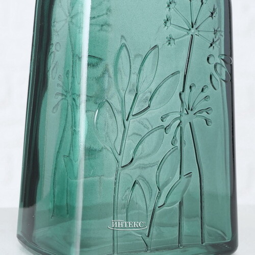 Стеклянная ваза для цветов Эмель Флер 19 см, малахитовая Boltze