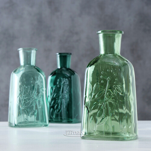 Стеклянная ваза для цветов Эмель Флер 19 см, эвкалиптовая Boltze