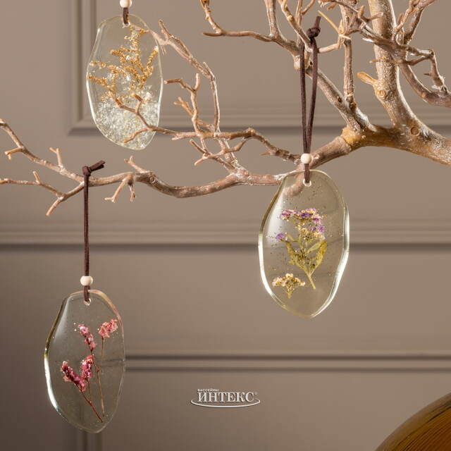 Набор декоративных подвесок Гербарий - Momento Primaverile 10 см, 8 шт, подвеска Kaemingk