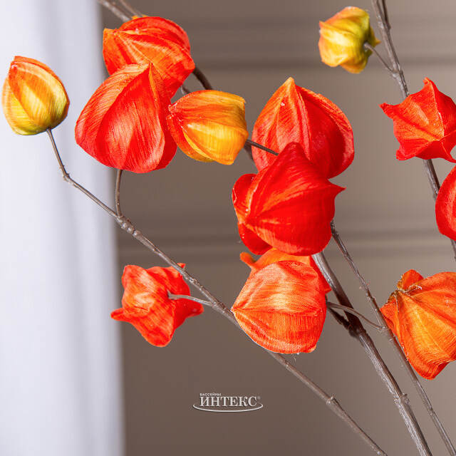 Искусственная ветка Физалис 90 см оранжевый Boltze