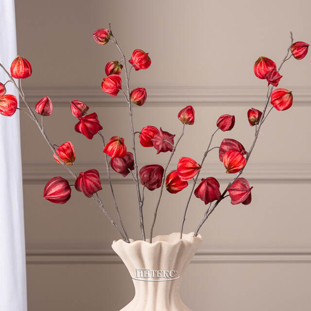 Искусственная ветка Физалис 90 см красный Boltze