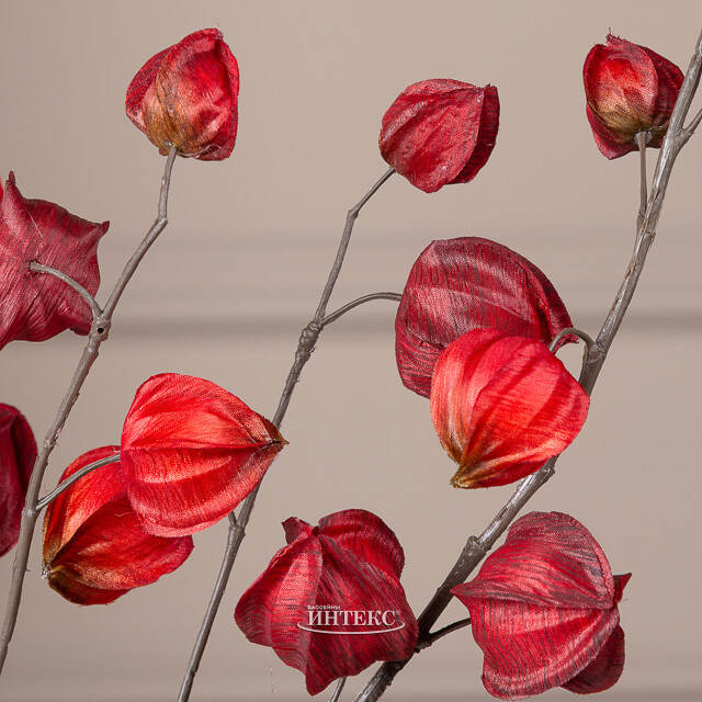 Искусственная ветка Физалис 90 см красный Boltze