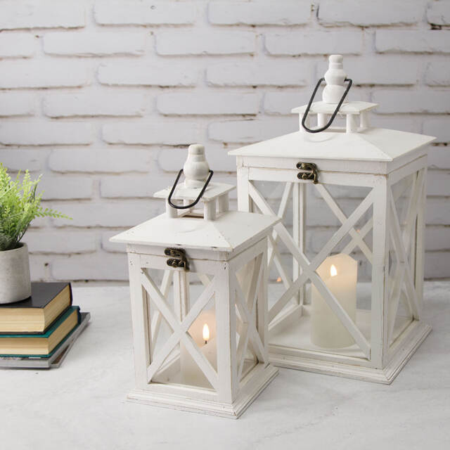 Подсвечник Фонарь Авиньон 46 см белый, дерево Edelman