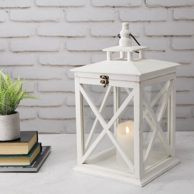 Подсвечник Фонарь Авиньон 46 см белый, дерево Edelman