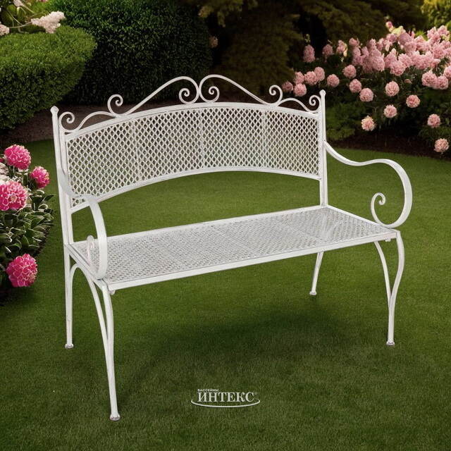 Металлическая садовая скамейка Триббиани Сlassic 108*91*51 см белая Edelman (Эдельман)