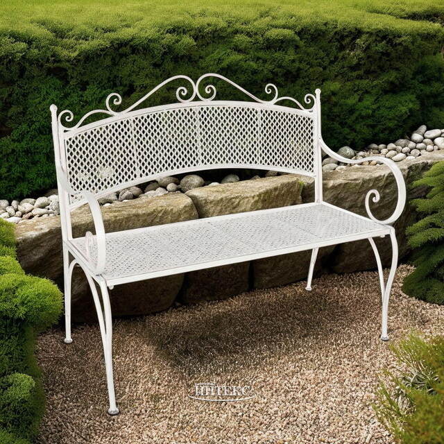 Металлическая садовая скамейка Триббиани Сlassic 108*91*51 см белая Edelman (Эдельман)