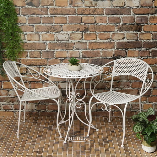 Комплект садовой мебели Триббиани: 1 стол + 2 кресла, белый Edelman
