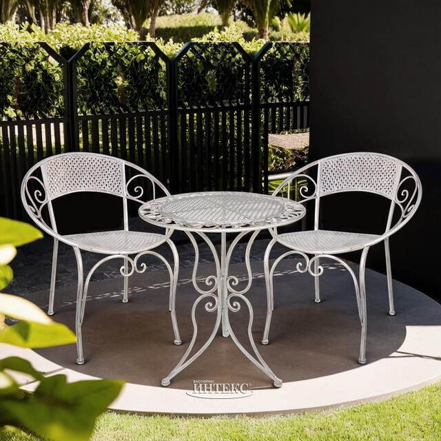 Комплект садовой мебели Триббиани: 1 стол + 2 кресла, белый Edelman