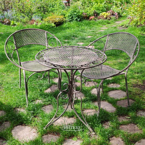 Комплект садовой мебели Триббиани: 1 стол + 2 кресла, серый Edelman