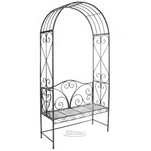 Садовая скамейка с аркой Пеллегрино 230*116 см, серая, металл Edelman