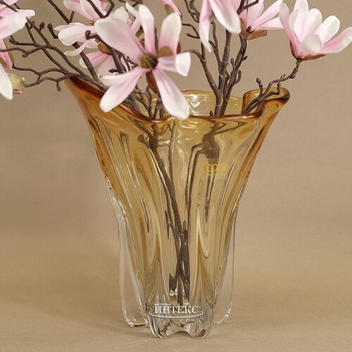 Декоративная ваза Via Drappo 27 см янтарная EDG