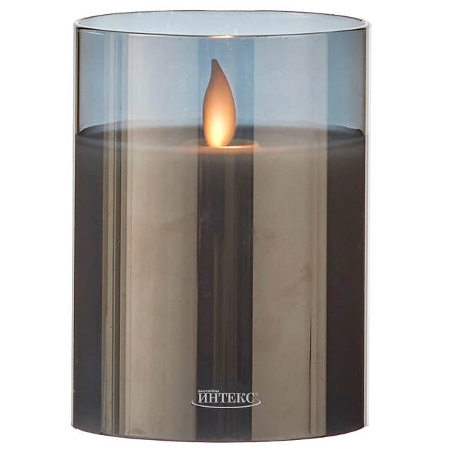 Светильник свеча восковая с живым пламенем Лацио 10 см дымчатая на батарейках Edelman