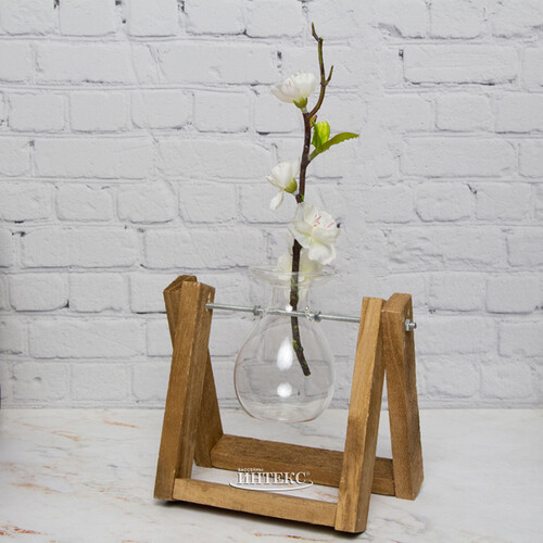 Маленькая ваза Адениум 17*17 см на деревянной подставке, стекло Edelman