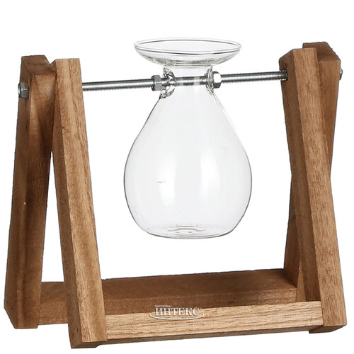 Маленькая ваза Адениум 17*17 см на деревянной подставке, стекло Edelman