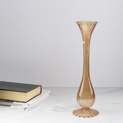 Стеклянная ваза Ирлинда 35 см ореховая EDG