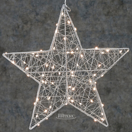 Светодиодное украшение Звезда Герэль 38 см, 60 теплых белых LED ламп, IP44 Edelman