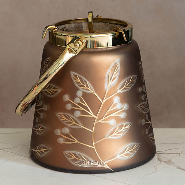 Декоративный подсвечник Miraggio 15 см орех, стекло EDG