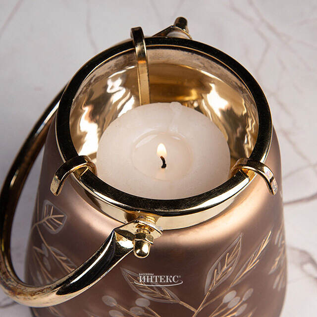 Декоративный подсвечник Miraggio 15 см орех, стекло EDG