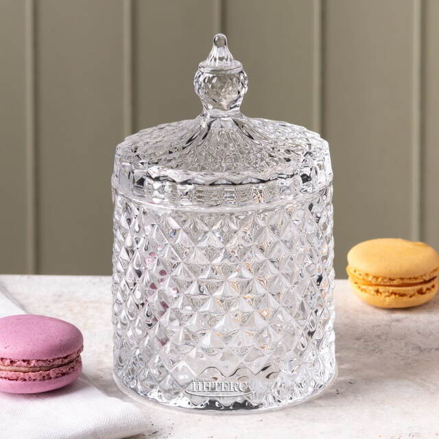 Сахарница с крышкой Мадрид 14*9 см, стекло EDG (ЭДГ)