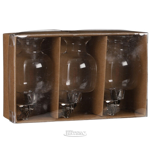 Стеклянные мини-вазы на прищепке Киото 6*4 см, 3 шт Edelman