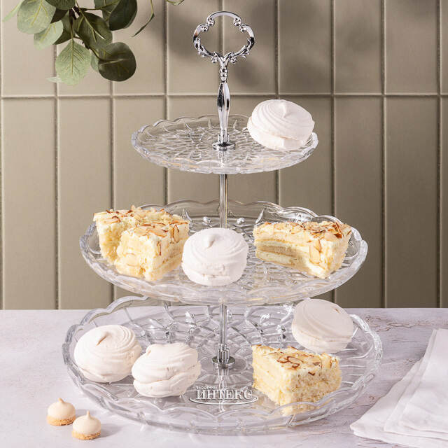 Фруктовница Salisbury трехъярусная 35 см, стекло EDG