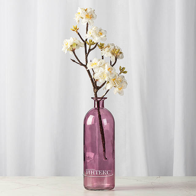 Стеклянная ваза-подсвечник Гратин 26 см розовая EDG (ЭДГ)