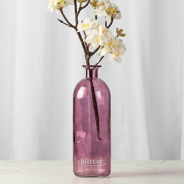 Стеклянная ваза-подсвечник Гратин 26 см розовая EDG (ЭДГ)