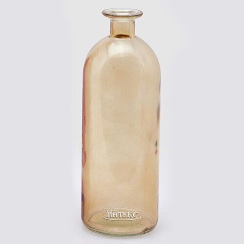 Стеклянная ваза-бутылка Гратин 26 см янтарная EDG