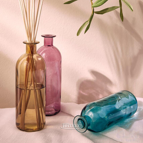 Стеклянная ваза-бутылка Гратин 20 см янтарная EDG