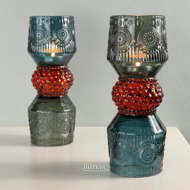 Стеклянный подсвечник Roncella 20 см, двусторонний EDG (ЭДГ)