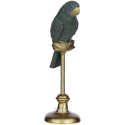 Декоративная статуэтка Попугай Даарио на золотой жёрдочке 20 см, эвкалиптовый Edelman