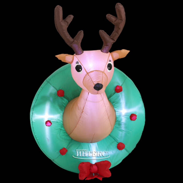 Подвесная надувная фигура Венок с Оленем - Christmas is coming 128 см с LED подсветкой, IP44 Edelman (Эдельман)