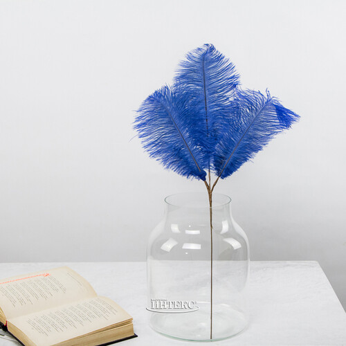 Искусственная ветка с перьями Брондрика 61 см синяя Edelman