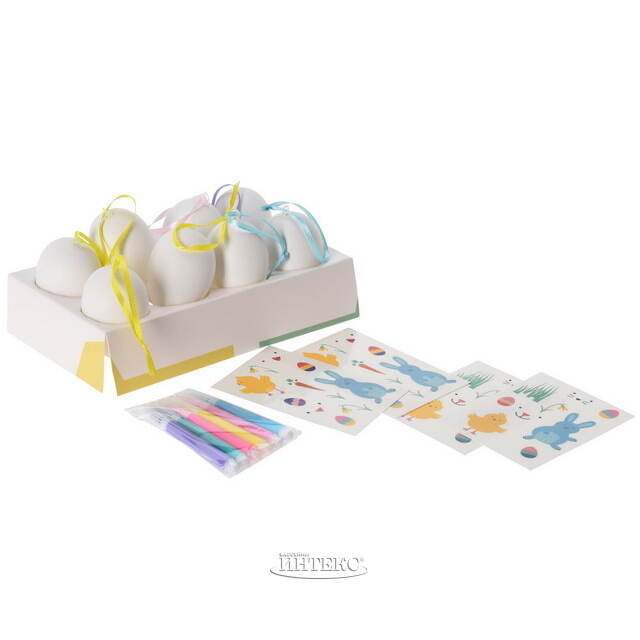 Набор для раскрашивания яиц Пасха: 8 яиц+6 маркеров+наклейки Koopman