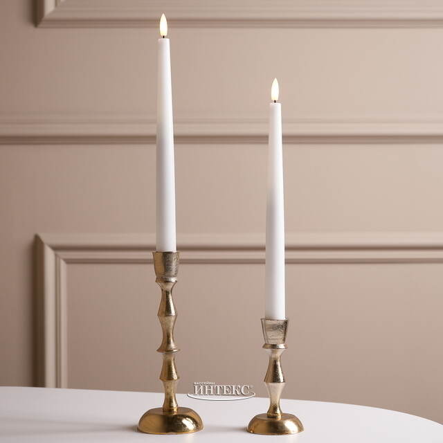 Столовые светодиодные свечи с имитацией пламени Athena 29 см белые, 2 шт, на батарейках Edelman