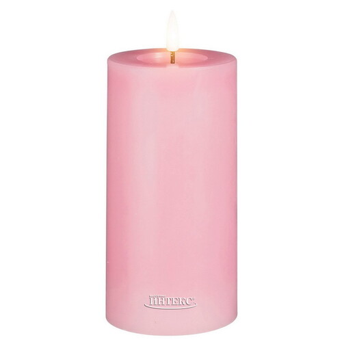 Светодиодная свеча с имитацией пламени Facile 15 см, розовая, таймер, на батарейках Edelman