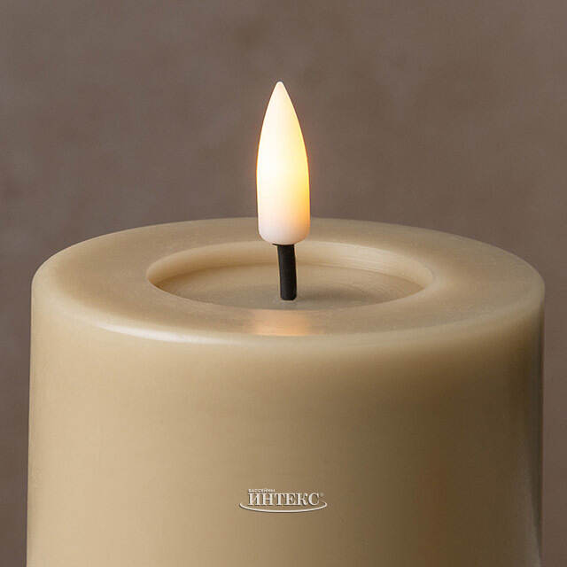 Светодиодная свеча с имитацией пламени Facile 10 см, бежевая, таймер, на батарейках Edelman