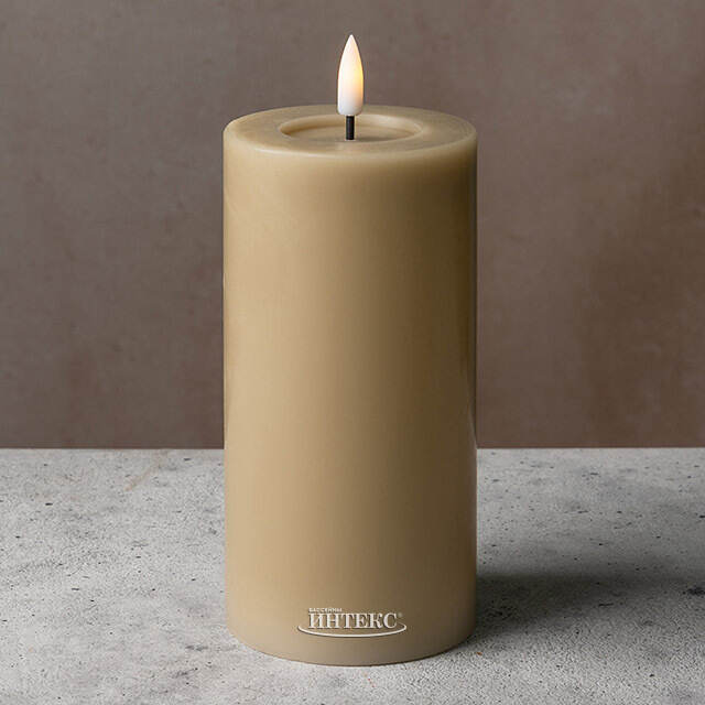 Светодиодная свеча с имитацией пламени Facile 15 см, бежевая, таймер, на батарейках Edelman