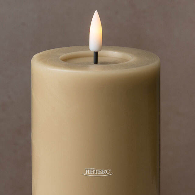 Светодиодная свеча с имитацией пламени Facile 15 см, бежевая, таймер, на батарейках Edelman