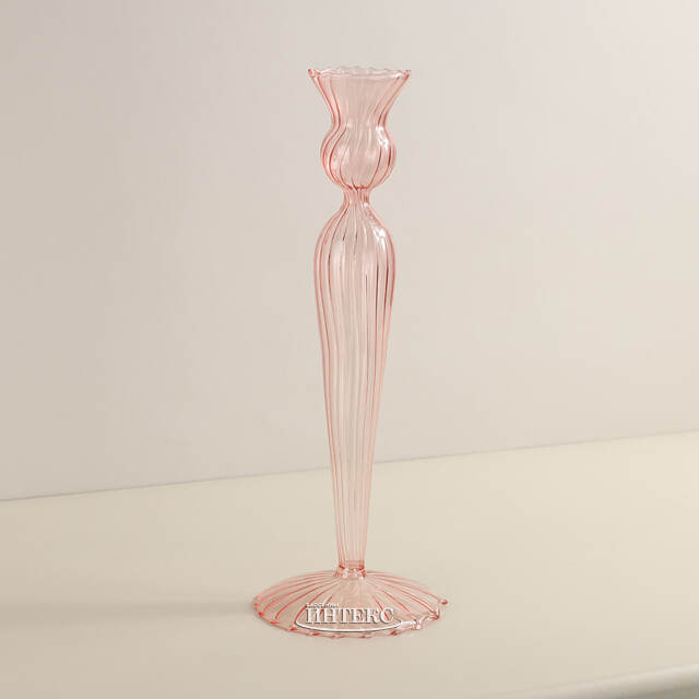 Стеклянный подсвечник Джейда Рефинадо 25 см розовый Edelman (Эдельман)