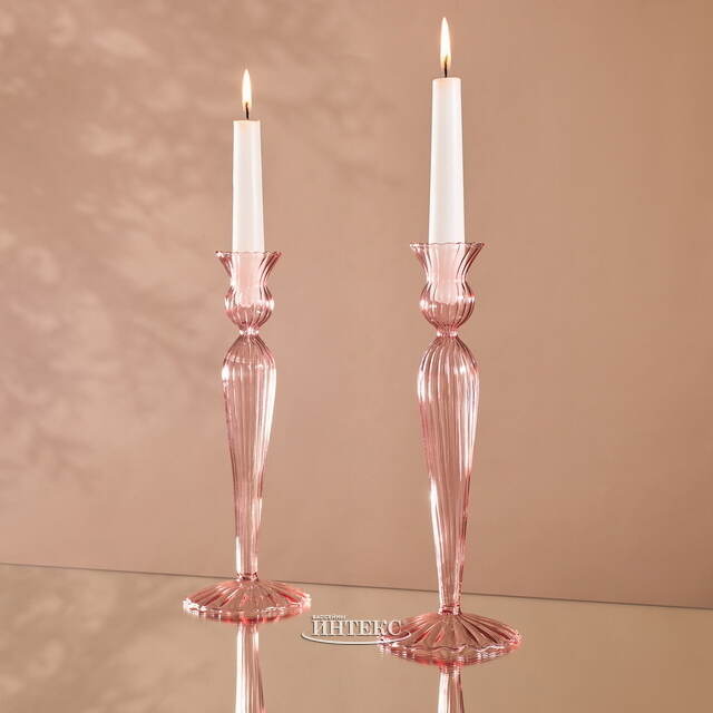 Стеклянный подсвечник Джейда Рефинадо 25 см розовый Edelman (Эдельман)