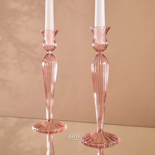 Стеклянный подсвечник Джейда Рефинадо 25 см розовый Edelman (Эдельман)