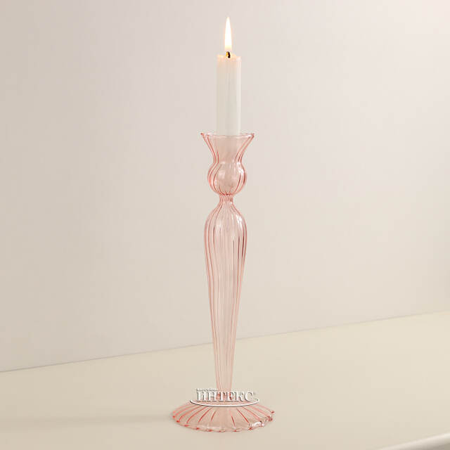 Стеклянный подсвечник Джейда Рефинадо 25 см розовый Edelman (Эдельман)