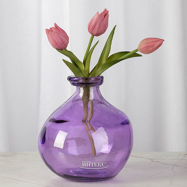 Стеклянная ваза Ронель 18 см лиловая Edelman