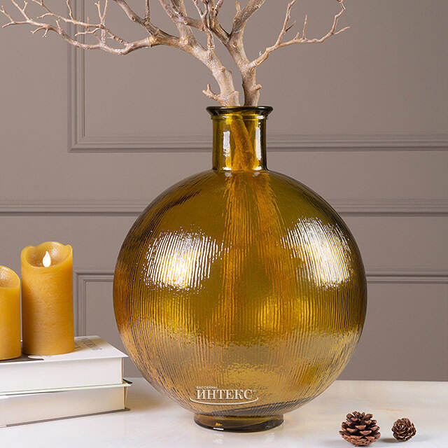 Стеклянная ваза-бутылка Gabello 42 см охровая Edelman