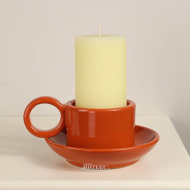 Керамический подсвечник Adelboden 18 см оранжевый Edelman