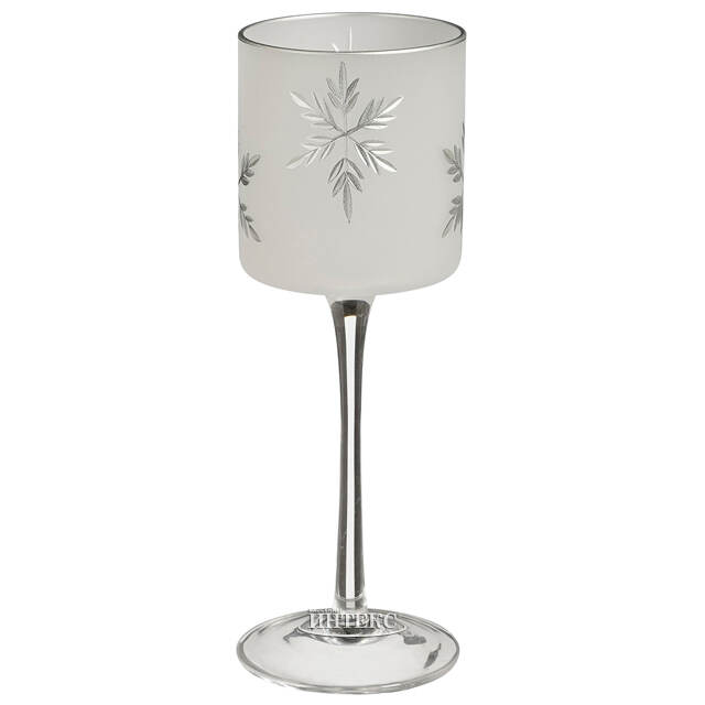 Стеклянный подсвечник Hurricane Light - Снежинка 20 см серебряный Edelman (Эдельман)