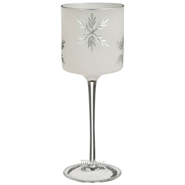 Стеклянный подсвечник Hurricane Light - Снежинка 25 см серебряный Edelman (Эдельман)