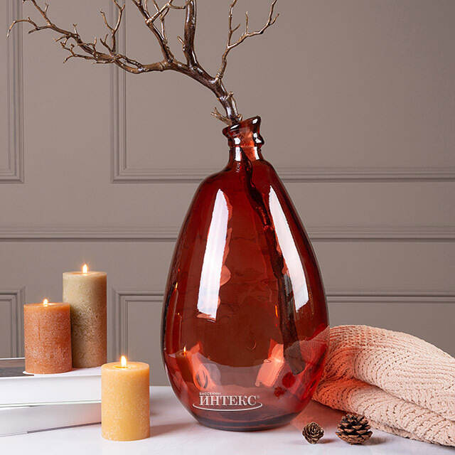 Стеклянная ваза-бутылка Серенгети Марун 47 см  Edelman (Эдельман)