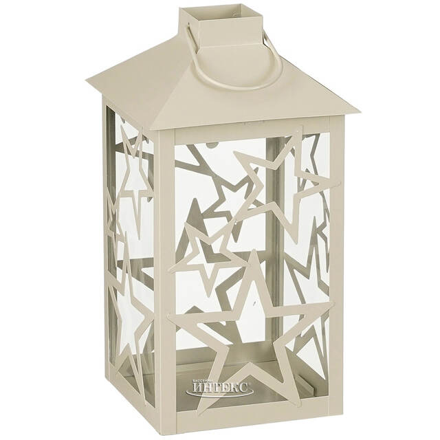 Декоративный подсвечник-фонарь Звездопад 28 см бежевый Edelman